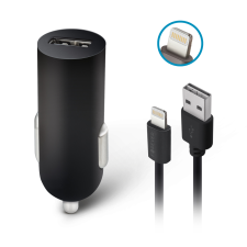 Forever M02 1x USB Autós töltő - Fekete (1A)+Lightning kábel (GSM032690) mobiltelefon kellék