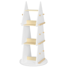  Forgó könyvespolc, 360 ° forgó, 4-szintű tárolóegység, Fehér bútor