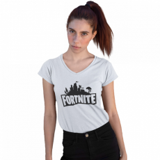  Fortnite logó - Női V-Nyakú Póló
