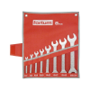 Fortum 4730104 villás kulcs klt. 8db 6-24mm, 61CrV5, mattkróm; 6×7, 8×9, 10×11, 12×13, 14×15, 16×17, 18×19, 22×24mm, vászon tok FORTUM