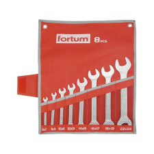 Fortum 4730104 villás kulcs klt. 8db 6-24mm, 61CrV5, mattkróm; 6×7, 8×9, 10×11, 12×13, 14×15, 16×17, 18×19, 22×24mm, vászon tok FORTUM villáskulcs