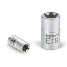 FORTUM garancia dugófej, torx, 1/2&quot;, 61CrV5 mattkróm, 38mm hosszú; E18 FORTUM dugókulcs