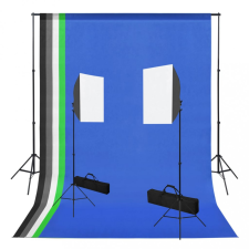  Fotóstúdió-felszerelés softbox lámpákkal és hátterekkel világítás