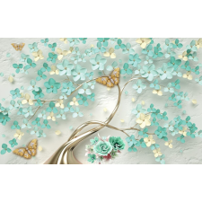  Fotótapéta Fa zöld virágokkal, absztrakt, 350 x 200 cm tapéta, díszléc és más dekoráció