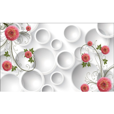  Fotótapéta Piros pünkösdi rózsa és körök, 400 x 250 cm tapéta, díszléc és más dekoráció