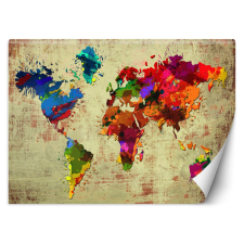  Fotótapéta, Színes világtérkép festve - 400x280 cm tapéta, díszléc és más dekoráció