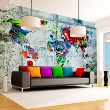 Fotótapéta térkép - Map - Graffiti Világtérkép 200x140 térkép