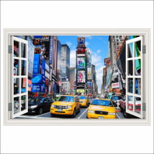  Fotótapéta Times Square ablak, Manhattan, sárga taxi, 250 x 170 cm tapéta, díszléc és más dekoráció