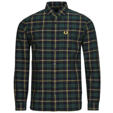 Fred Perry Hosszú ujjú ingek OXFORD TARTAN SHIRT Zöld EU S