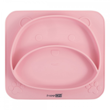 FreeOn szilikon tányér Mackó - Rózsaszín babaétkészlet
