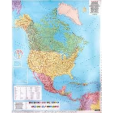 Freytag &amp; Berndt Észak-Amerika falitérkép politikai-domborzati térkép , műanyaghengerben, 1:8 000 000 Freytag térkép NAM P térkép