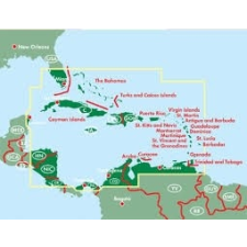 Freytag &amp; Berndt Karib-tenger hajóútvonalai, Karib térkép Antigua, Barbados, Dominikai Köztársaság, Grenada, 1:2 500 000 Freytag térkép AK 161 térkép