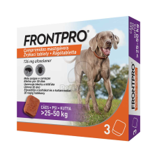  FRONTPRO® rágótabletta kutyáknak bolhák és kullancsok ellen (>25–50 kg), L-es 3 tabletta élősködő elleni készítmény kutyáknak