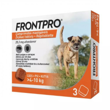 Frontpro Rágótabletta kutyáknak S 4-10kg 3x28mg + Ajándék élősködő elleni készítmény kutyáknak