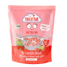 FRUCHTBAR Bio Reggeli szívek zabbal, eperrel, szőlővel és almával 12hó+ 125g bébiétel