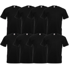 Fruit of the Loom 8 db-os pólócsomag Fruit of the Loom F02 kereknyakú, rövid ujjú, fekete - 3XL