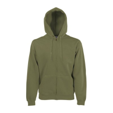 Fruit of the Loom FN07 cipzáras kapucnis pulóver, HOODED SWEAT JACKET, Olive - L férfi pulóver, kardigán