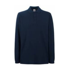 Fruit of the Loom FU24 hosszú ujjú galléros piké póló, PREMIUM LONG SLEEVE POLO, Deep Navy - M