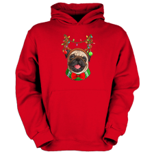 Fruit of the Loom Karácsonyi Pug - Gyerek Kapucnis Pulóver gyerek pulóver, kardigán