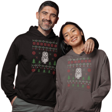 Fruit of the Loom, Kariban Bagoly karácsony - Unisex Kapucnis Pulóver