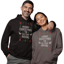 Fruit of the Loom, Kariban Boldog karácsonyt te mocskos állat - Unisex Kapucnis Pulóver női pulóver, kardigán