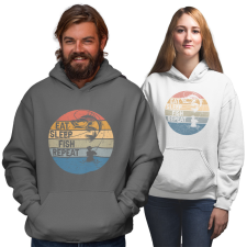 Fruit of the Loom, Kariban Eat Sleep Fish Repeat - Unisex Pulóver női pulóver, kardigán