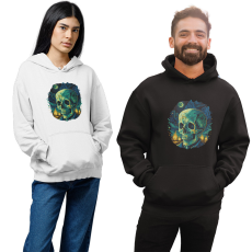 Fruit of the Loom, Kariban Festett Koponya - Unisex Kapucnis Pulóver
