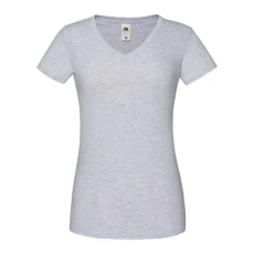 Fruit of the Loom Rövid ujjú V-nyakú Női pamut póló, Fruit of the Loom FN71, Heather Grey-M
