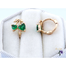  Fruzsi antiallergén béby zöld köves fülbevaló-18K fülbevaló