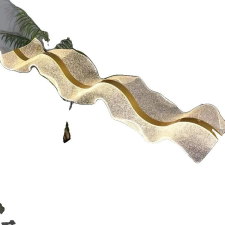  Függeszték, állítható magasságú, modern stílusú, arany, hossza 150 cm, távirányítós fényerőszabályzó világítás