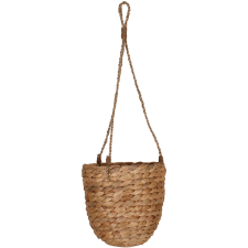  Függő virágkosár vízijácintból  16 cm x 15 cm natúr kerti dekoráció