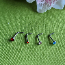  FÜL45 - Platina színű mini köves beszúrós L alakú fülbevaló fülbevaló