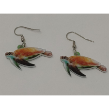  Fülbevaló | Akasztós, vízi teknős mintával - 1pár fülbevaló