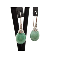 Fülbevaló csepp zöld aventurin mintás kürt lógó 12x18mm fülbevaló