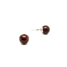  Fülbevaló golyó mahagóni obszidián 8mm fülbevaló