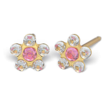  Fülbevaló - margaréta crystal &amp;amp; rózsaszín kővel - arany szín fülbevaló