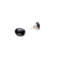 Fülbevaló ovális hópehely obszidián 8x10mm fülbevaló