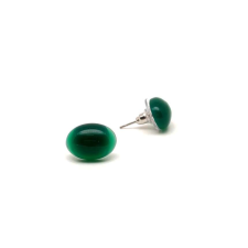  Fülbevaló ovális szinezett zöld achát 10x14mm fülbevaló