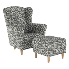  füles fotel puffal, szövet patchwork N1, ASTRID bútor