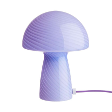 FUNGI TOWN üveg asztali lámpa, kékes-lila világítás