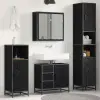  Fürdőszoba bútor szett 4 db Fekete tölgy Szerelt Fa