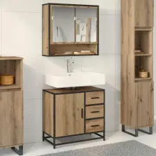  Fürdőszoba bútor szett fiókkal 2 pcs Artisan tölgy Faanyag fürdőszoba bútor