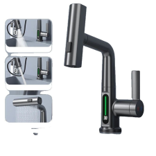  Fürdőszoba csaptelep, digitális kijelző, húzza ki a szolgáltatást, az esőzések permetezője, Fegyverszürke csaptelep