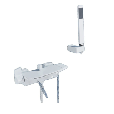  Fürdőszoba csaptelep, kétfunkciós, falra szerelhető, fehér csaptelep