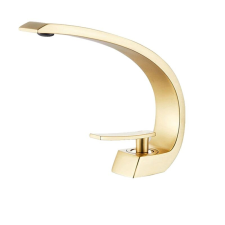  Fürdőszoba mosdócsaptelep, fedélzetre szerelt kialakítás, kortárs stílus, szálcsiszolt arany A csaptelep