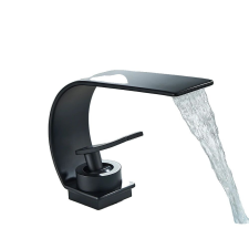  Fürdőszoba mosogató csaptelep, egy fogantyú, vízesés, matt fekete B csaptelep