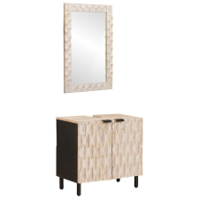  Fürdőszoba szettek ajtóval Fehér mosott felület Tömör Mangófát fürdőszoba bútor