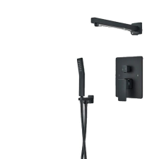  Fürdőszoba zuhanycsaptelep, matt fekete bevonat, LED esőzuhanyfej, 2 utas 12 hüvelykes B csaptelep