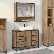  Fürdőszobai mosdószekrény kézműves tölgy 80 x 33 x 60 cm fürdőszoba bútor