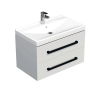  Fürdőszobaszekrény fekete fogantyúval és mosdókagylóval SAT Cube Way 80x47,5x46 cm fehér fényes CUBE46C802BIVER